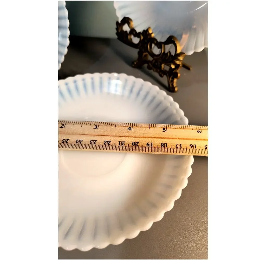 848 Set of 4 Saucers Monax Milk Glass Macbeth Evans Petalware